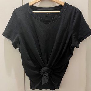 Madewell Knot Tie Front Black Tee